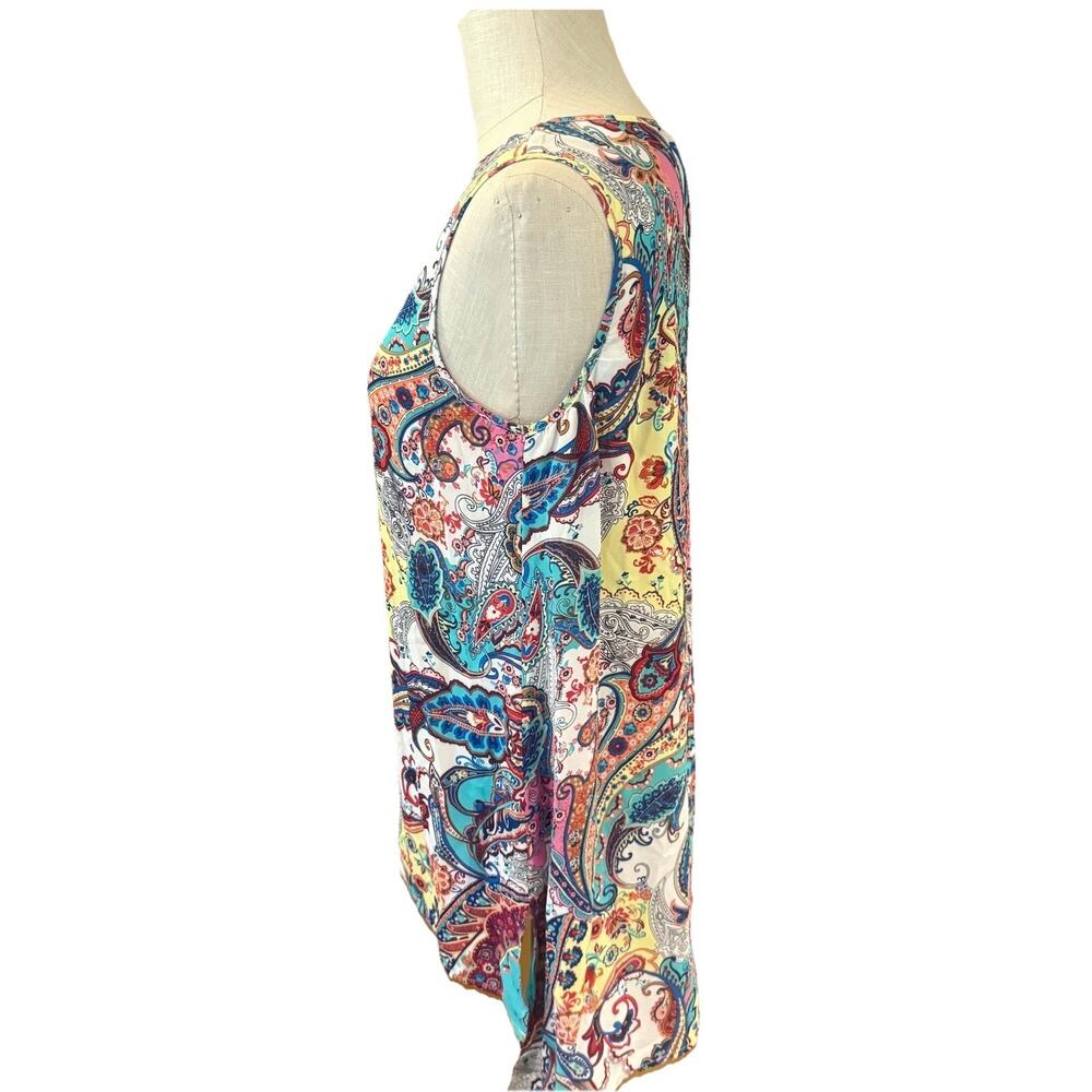 Spedse Blouse Top Womens Medium Multicolor Paisley Sleeveless Round Neck - Picture 5 of 8
